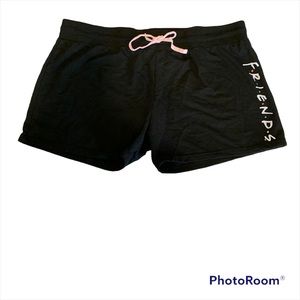 Friends Women's Plus Spell Out Lounge Sleep Shorts Black Size 3XL